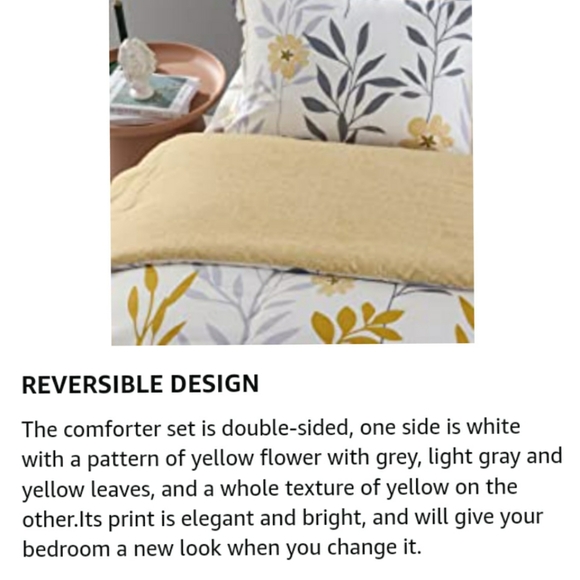 🆕⭐White yellow floral cotton reversible comforter set - Picture 10 of 11